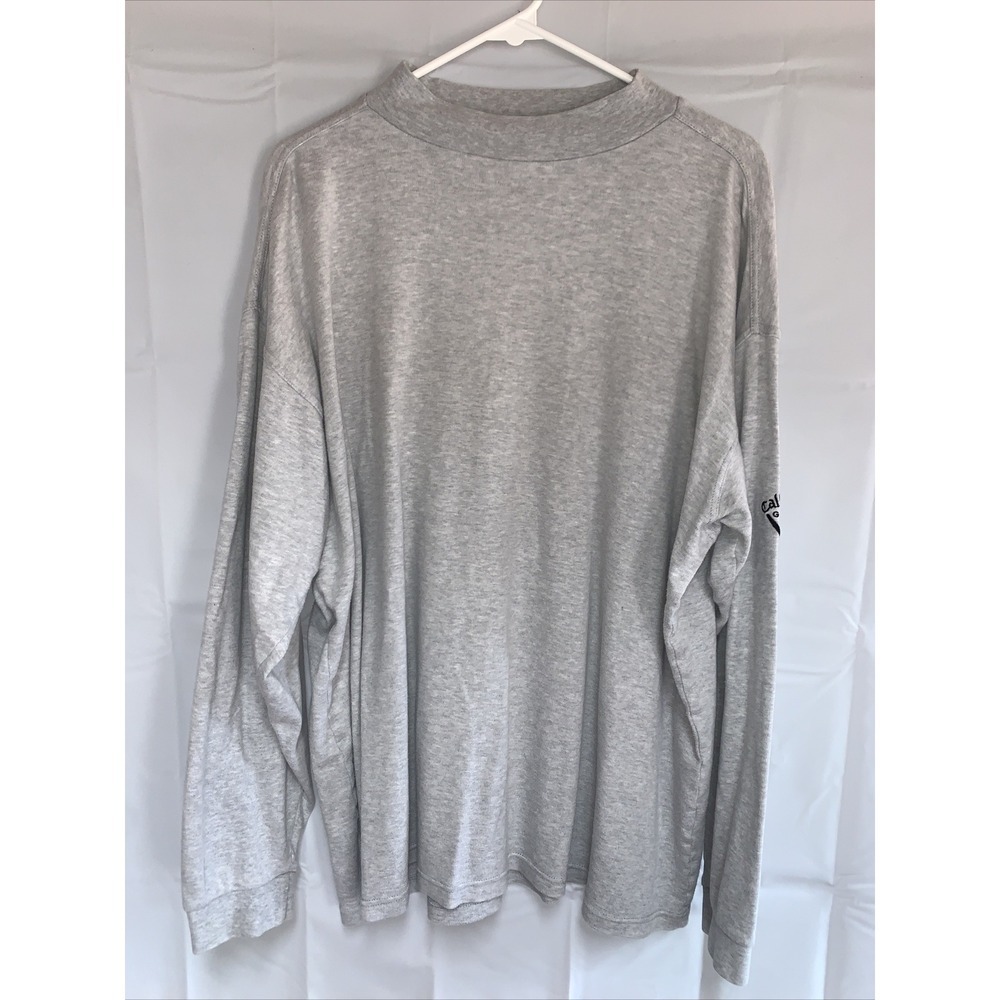 Callaway Gray Size L Jersey Cotton Solid Men's Men's Long Sleeve‎ Shirt